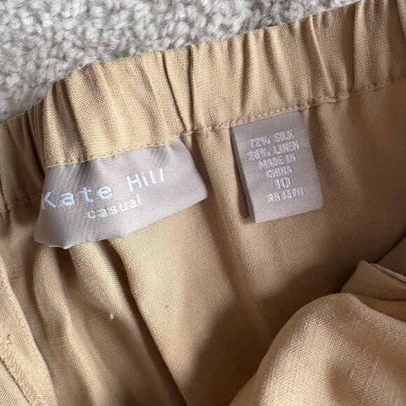 NWT Kate Hill Tan/Beige Silk Linen Luxury Blend 2-Piece Set Jacket & Pants Sz 10 - Picture 12 of 15